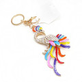 alibaba yiwu manufacturer wholesale metal rhinstone peacock keychain